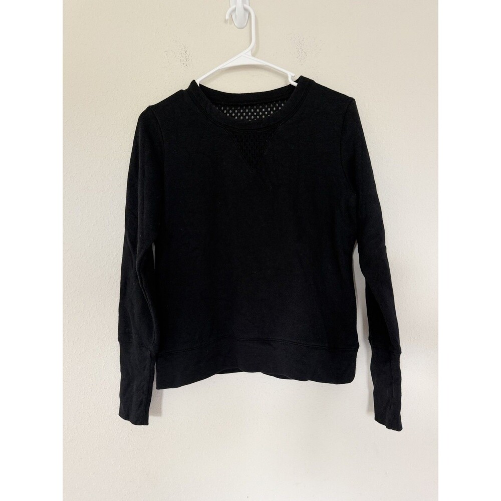 Alo Yoga Sweatshirt Women's S Downtown Mesh Black Pullover Athleisure Preppy Top